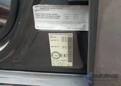 2016 Nissan Altima 2.5/2.5 S/2.5 Sl/2.5 Sr/2.5 Sv из США, поврежденный, VIN 1N4AL3AP7GN366422